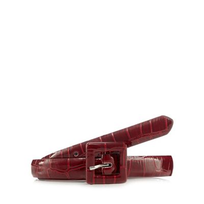 The Collection Red crocodile print skinny belt